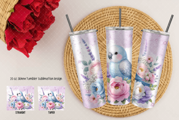 Parrot Florals Pastel 20 OZ Tumbler Subl