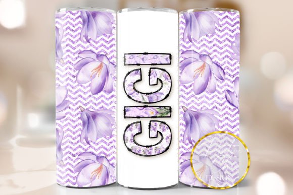 Purple Floral Gigi Tumbler Wrap PNG Review