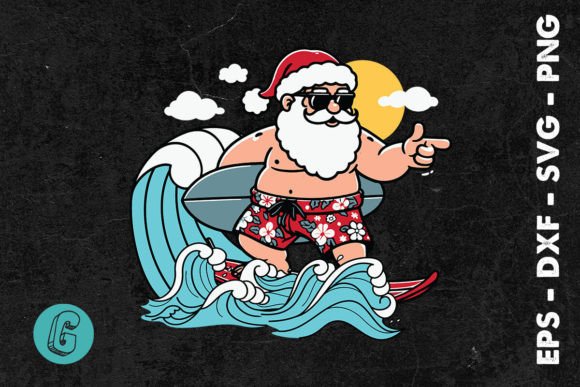 Santa Claus Surfing Xmas in July SVG Review