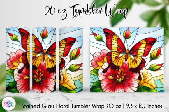 Stained Glass Butterfly Tumbler Wrap PNG Review